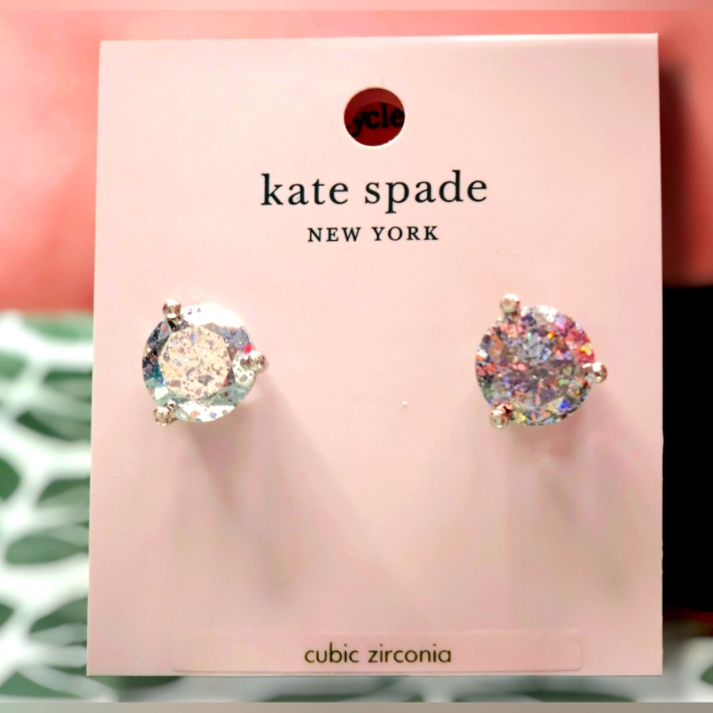 Kate Spade Brilliant Silver Plated Rise & Shine Cubic Zirconia Stud Earr…
